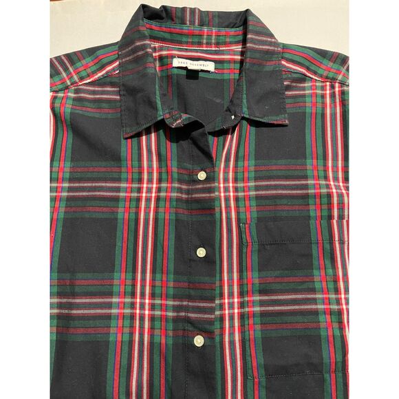 Free Assembly button up shirt long sleeve tartan plaid holidays women XL - Picture 2 of 8